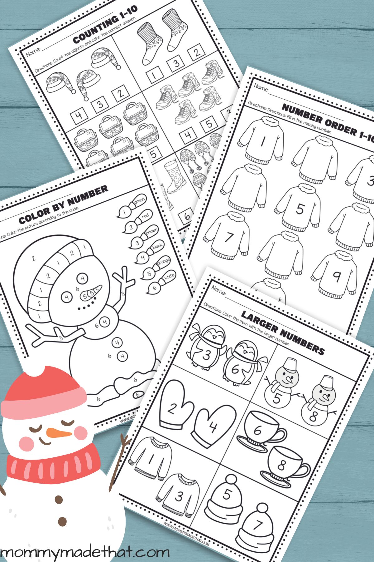 free winter preschool worksheets (great for kindergarten too!)
